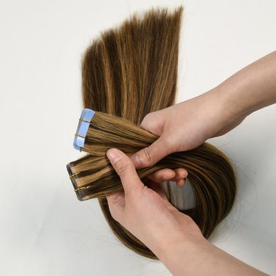 Полное описание 100 Virgin Remy Human Hair Tape Ins Расширения для предварительно скрепленной стильной ленты