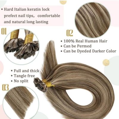Everbeauting Лучший класс Блондинка Пре-Связанные Кератиновые Hair Extensions U/Nail Tip Remy Hair
