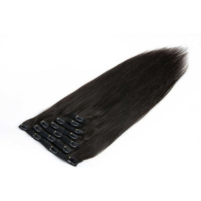 Прямая 18 дюймов и 20 дюймов сырой индийский клип волос в стиле Hair Extension прямой