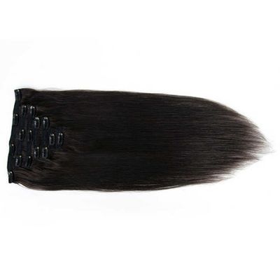 Прямая 18 дюймов и 20 дюймов сырой индийский клип волос в стиле Hair Extension прямой