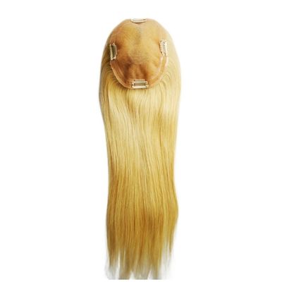 Mono Base PU European Human Hair Topper 5.5X6 Straight Blonde Hair Toupee с застежкой 16 дюймов для женщин