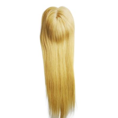Mono Base PU European Human Hair Topper 5.5X6 Straight Blonde Hair Toupee с застежкой 16 дюймов для женщин