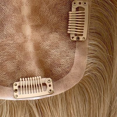 Mono Base PU European Human Hair Topper 5.5X6 Straight Blonde Hair Toupee с застежкой 16 дюймов для женщин
