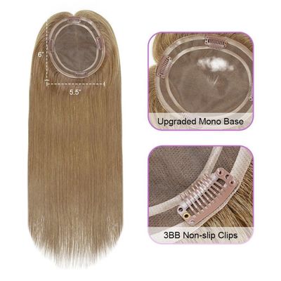 Mono Base PU European Human Hair Topper 5.5X6 Straight Blonde Hair Toupee с застежкой 16 дюймов для женщин